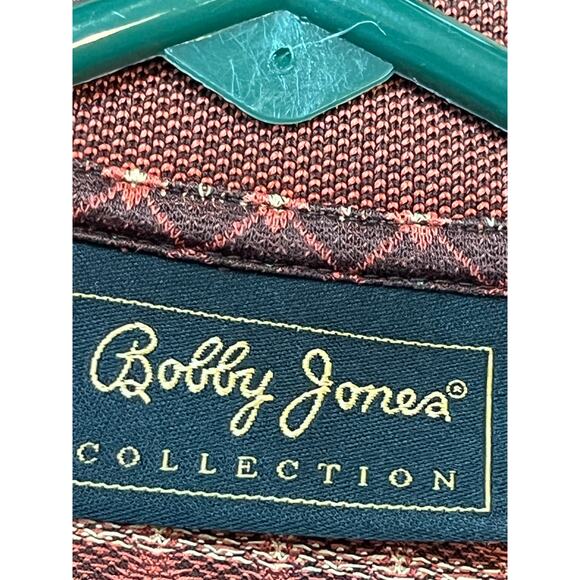 Bobby Jones Men's L Brown/Orange Argyle 3‑Button Short Sleeve Polo Shirt Golf - Picture 4 of 7